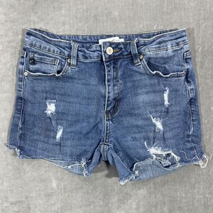 Kancan Women’s 9 | 28 Distressed Cut Off Denim Shorts
